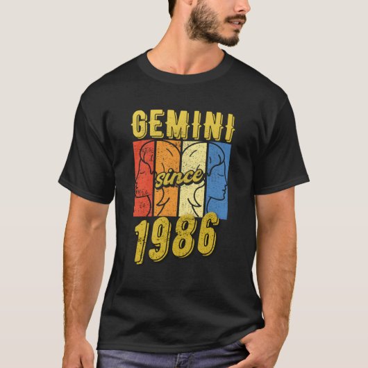 Zodiac Sign Gemini 1986 Geboren T-Shirt (Vorderseite)