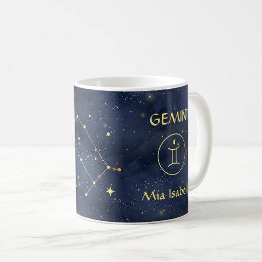 Zodiac Sign Gemini & Celestial Cat Tasse (VorderseiteRechts)