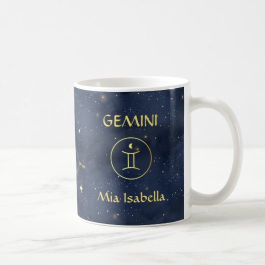 Zodiac Sign Gemini & Celestial Cat Tasse (Rechts)