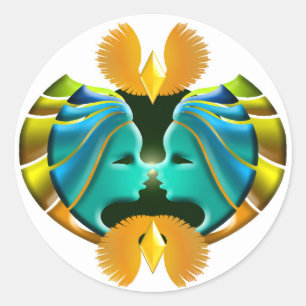 Zodiac Sign Gemini Design Runder Aufkleber