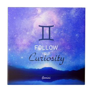 Zodiac Sign Gemini Dreamy Star Sky Zitat Fliese