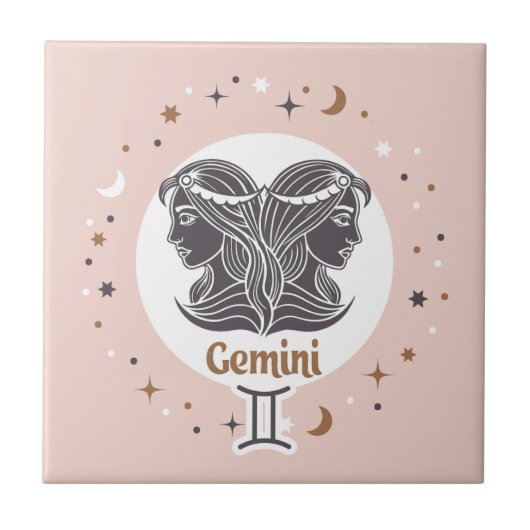 Zodiac Sign Gemini Fliese (Vorderseite)