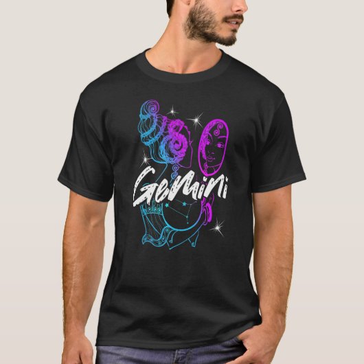 Zodiac Sign Gemini Geboren im Mai Juni T-Shirt (Vorderseite)