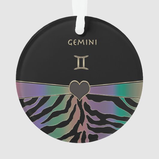 Zodiac Sign Gemini Rainbow Zebra Design Ornament (Rückseite)