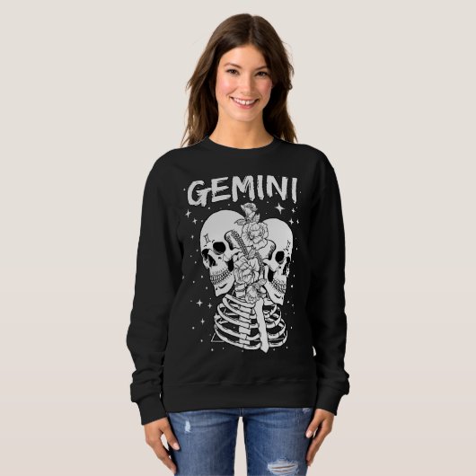 Zodiac Sign Gemini Twin Skeleton Sweatshirt (Vorne ganz)
