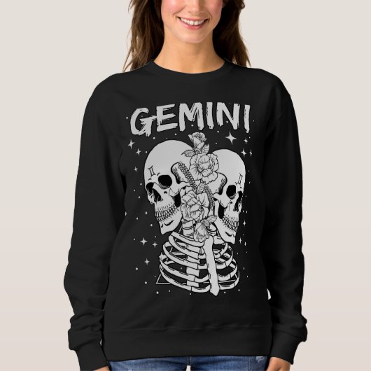 Zodiac Sign Gemini Twin Skeleton Sweatshirt (Vorderseite)