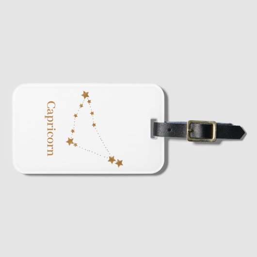 Zodiac Sign Gold Capricorn | Element Erde Gepäckanhänger (Vorderseite (Horizontal))