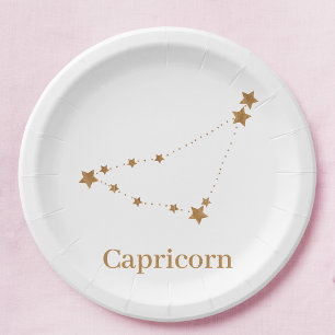 Zodiac Sign Gold Capricorn Element Erde Pappteller