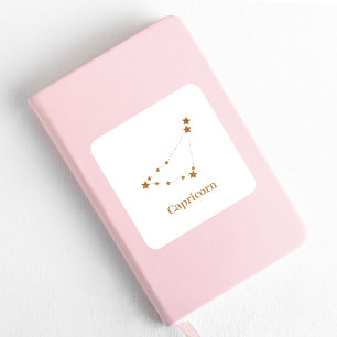 Zodiac Sign Gold Capricorn   Element Erde Quadratischer Aufkleber