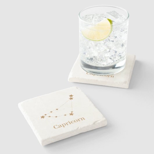 Zodiac Sign Gold Capricorn | Element Erde Steinuntersetzer (Seitenansicht)