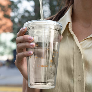 Zodiac Sign Gold Gemini   Element Air Acryltrinkbecher