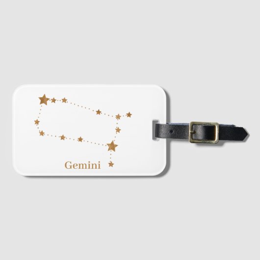 Zodiac Sign Gold Gemini | Element Air Gepäckanhänger (Vorderseite (Horizontal))