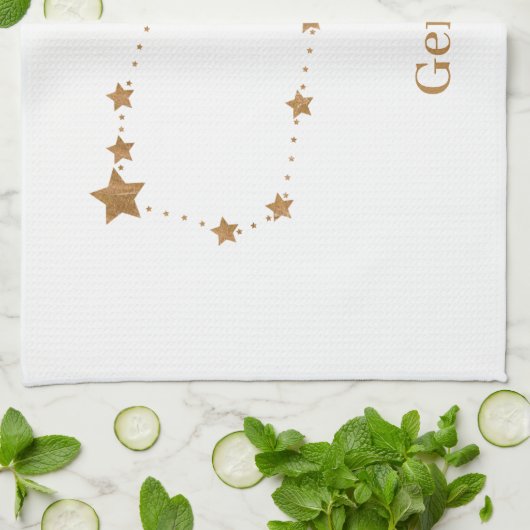 Zodiac Sign Gold Gemini | Element Air Geschirrtuch (Gefaltet)