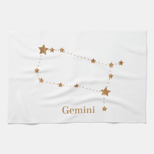 Zodiac Sign Gold Gemini | Element Air Geschirrtuch (Horizontal)