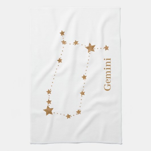 Zodiac Sign Gold Gemini | Element Air Geschirrtuch (Vertikal)