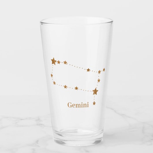 Zodiac Sign Gold Gemini | Element Air Glas (Vorderseite)