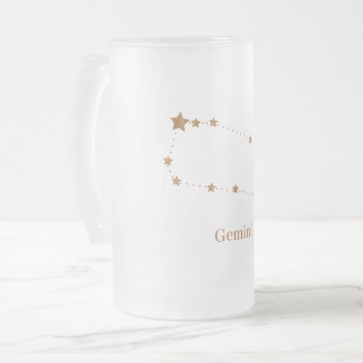 Zodiac Sign Gold Gemini | Element Air Mattglas Bierglas (Vorderseite Links)