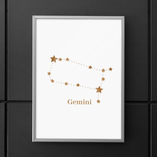 Zodiac Sign Gold Gemini | Element Air Poster