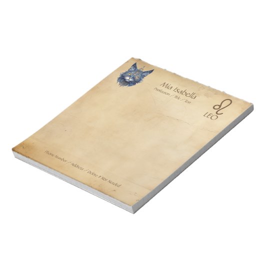 Zodiac Sign Leo & Celestial Cat - Notepad Notizblock (Rotiert)