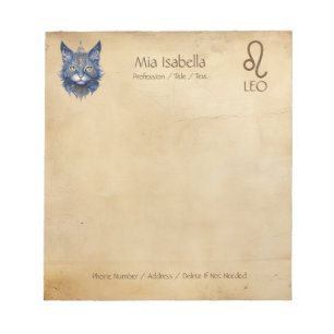 Zodiac Sign Leo & Celestial Cat - Notepad Notizblock