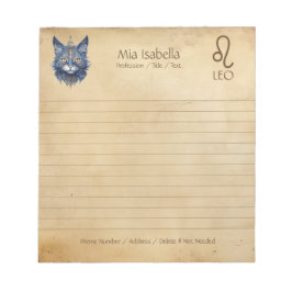 Zodiac Sign Leo & Celestial Cat Notepad Notizblock