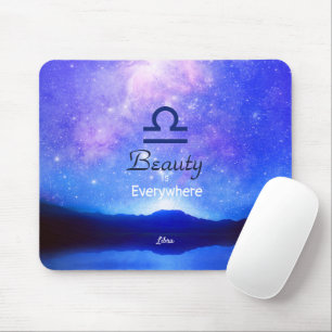 Zodiac Sign Libra Dreamy Star Sky Quote Mousepad