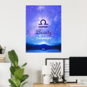 Zodiac Sign Libra Dreamy Star Sky Quote Poster (Heimbüro)