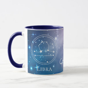 Zodiac Sign LIBRA Lila Blue Name Monogram Tasse