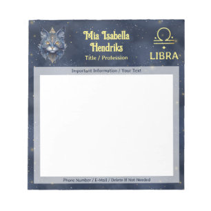 Zodiac Sign Libra & Mystical Cat - Notepad Notizblock