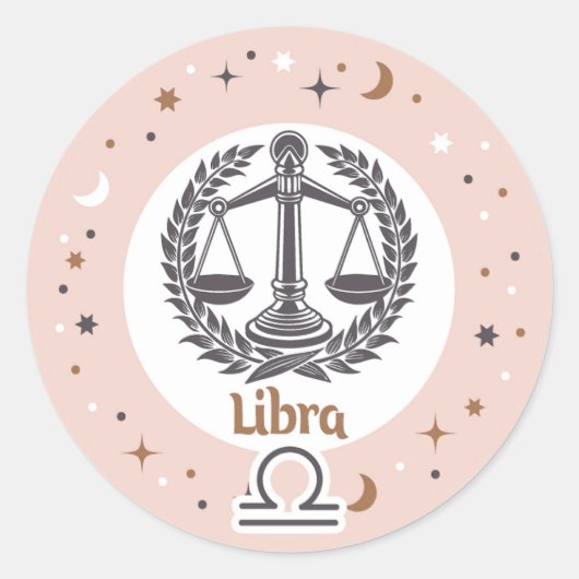 Zodiac Sign Libra Runder Aufkleber (Vorderseite)