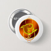 Zodiac Sign Orange Pisces Design Button (Vorne & Hinten)