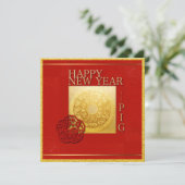 Zodiac Sign Pig Papercut Chinesisches Jahr 2019 Pl Einladung (Stehend Vorderseite)