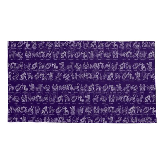 Zodiac Sign Pillow Case (Lila Set von zwei) Kissenbezug (Rückseite-Links)