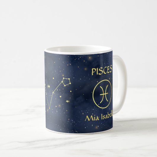 Zodiac Sign Pisces & Celestial Cat Tasse (VorderseiteRechts)