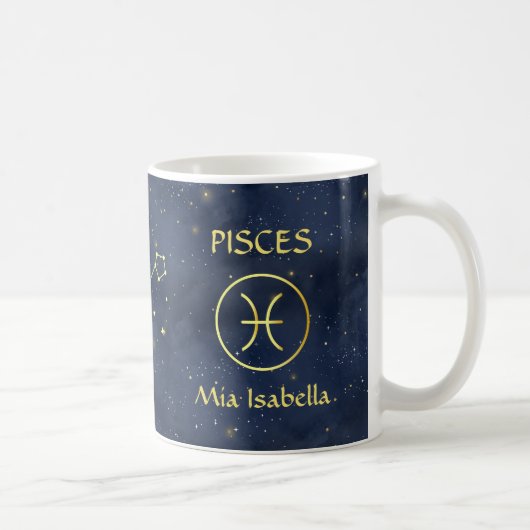 Zodiac Sign Pisces & Celestial Cat Tasse (Rechts)