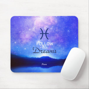 Zodiac Sign Pisces Dreamy Star Sky Quote Mousepad