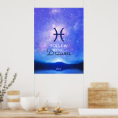 Zodiac Sign Pisces Dreamy Star Sky Quote Poster (Küche)