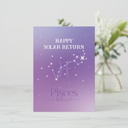 Zodiac Sign Pisces Lavender Flat Card (Stehend Vorderseite)
