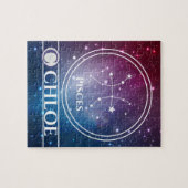 Zodiac Sign PISCES Lila Night Sky Stars Name Puzzle (Horizontal)