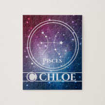 Zodiac Sign PISCES Lila Night Sky Stars Name