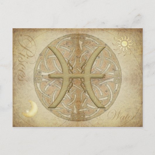 Zodiac Sign Pisces Postcard Postkarte (Vorderseite)