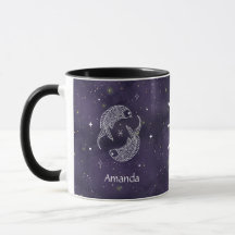 Zodiac Sign Pisces Wasserfarbe Anpassbare Tasse
