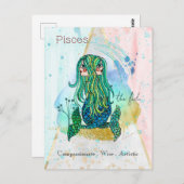 Zodiac Sign Pisces Whimsical Girl Symbolic Fisch Postkarte (Vorne/Hinten)