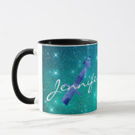 Zodiac Sign Sagittarier auf Aquamarinem Sternenhim Tasse