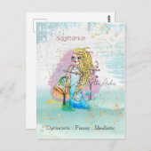 Zodiac Sign Sagittarier The Archer Girl Blue Postkarte (Vorne/Hinten)