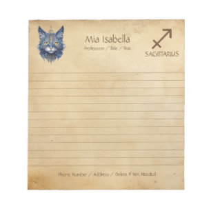 Zodiac Sign Sagittarius & Celestial Cat Notepad Notizblock