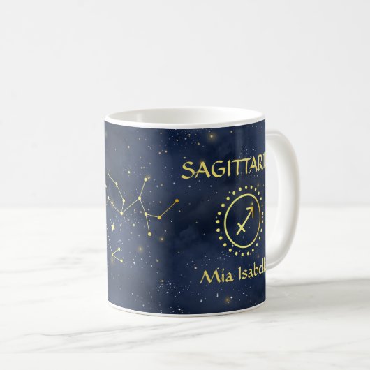Zodiac Sign Sagittarius & Celestial Cat Tasse (VorderseiteRechts)