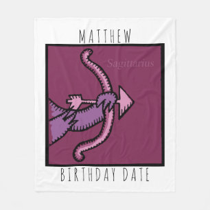 Zodiac Sign Sagittarius Name Birthday Blanket Fleecedecke