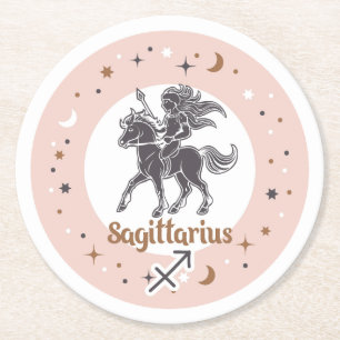 Zodiac Sign Sagittarius Runder Pappuntersetzer