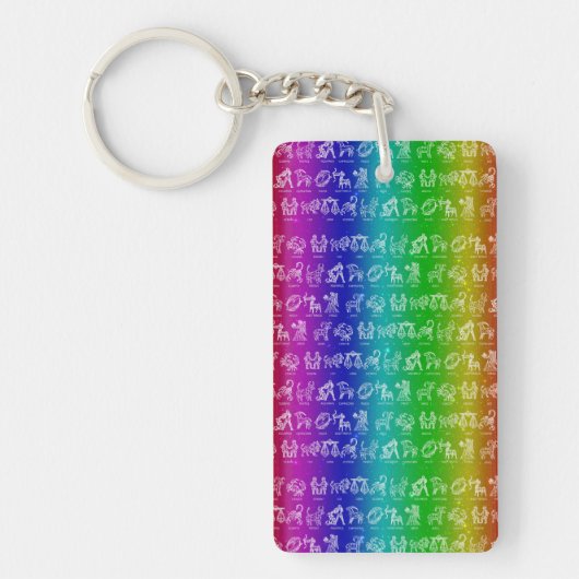 Zodiac Sign Schlüsselanhänger (heller Regenbogen) (Vorderseite)